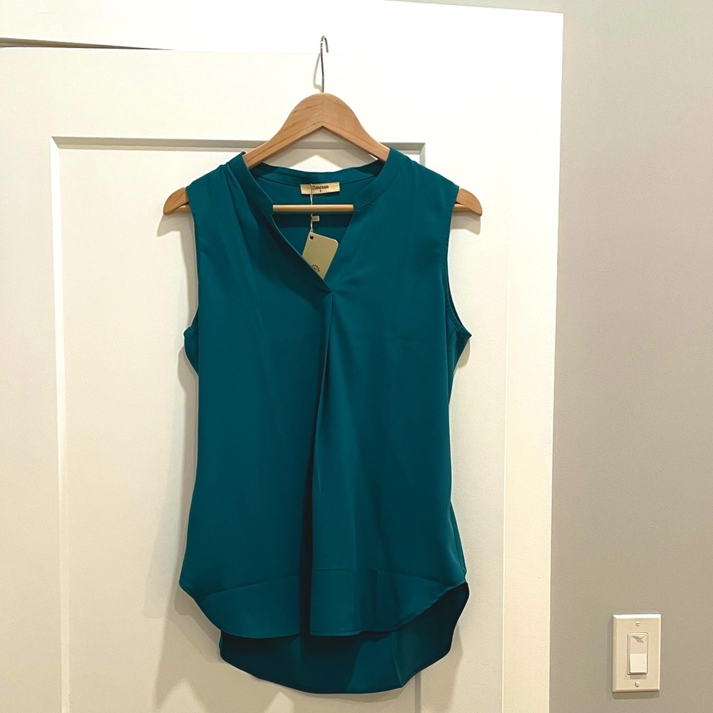 Teal Sleeveless Top; Work Shell